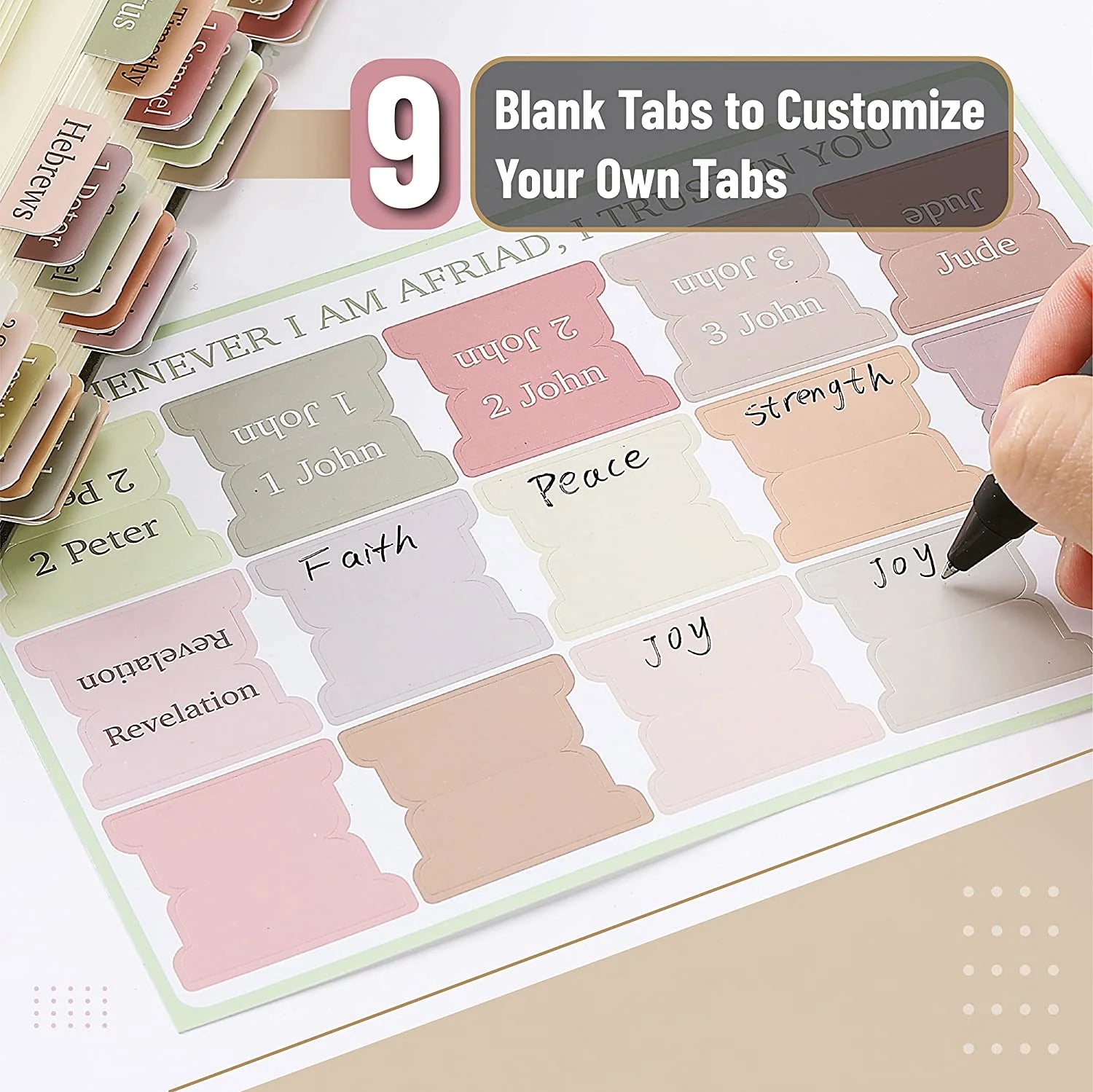 Self-Adhesive Boho Theme Laminated Index Tabs, Multicolor, 75 Count, 5 Pack