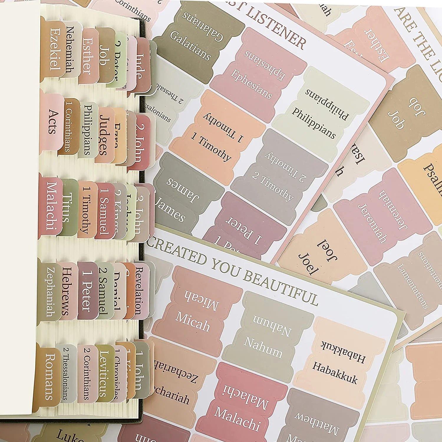 Self-Adhesive Boho Theme Laminated Index Tabs, Multicolor, 75 Count, 5 Pack